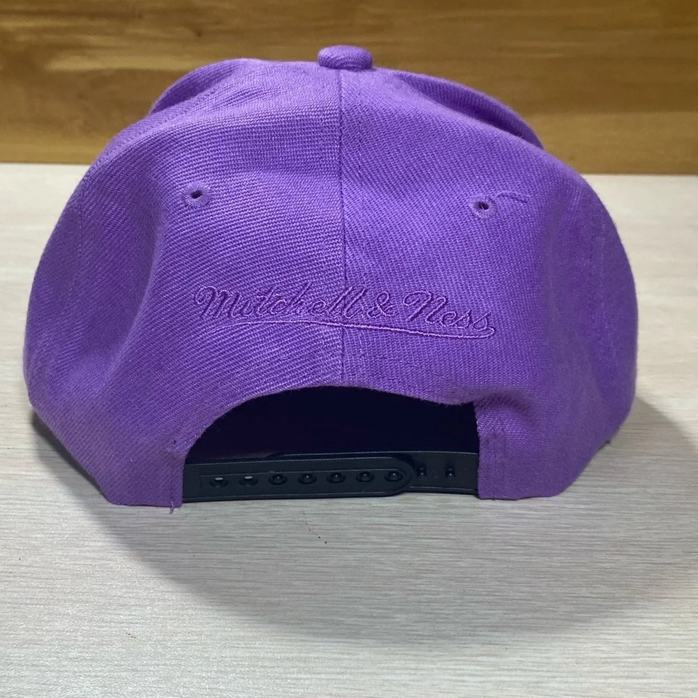 Mitchell & Ness Los Angeles Lakers Snapback Hat Cap Purple/Black/Pink Bottom - Picture 3 of 7
